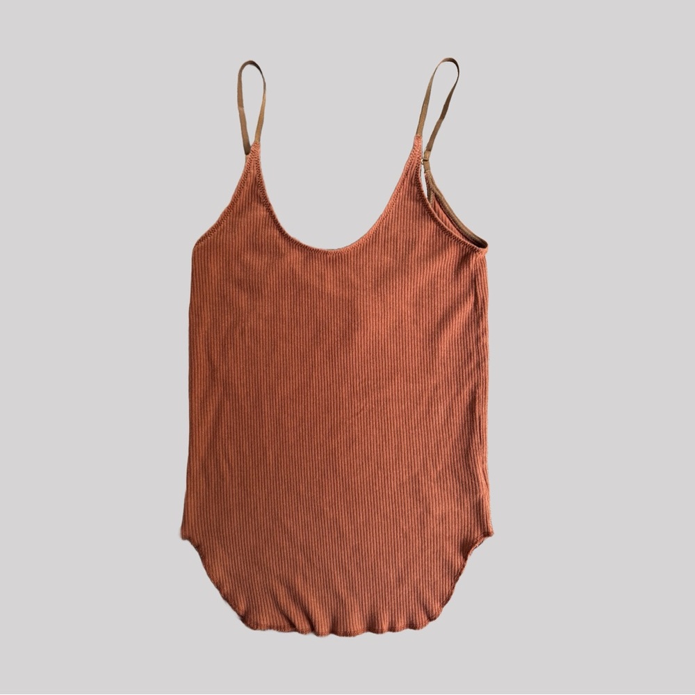 Moussy Vintage Basic Ribbed Tank Top Burnt Orange Size Large - Picture 2 of 8